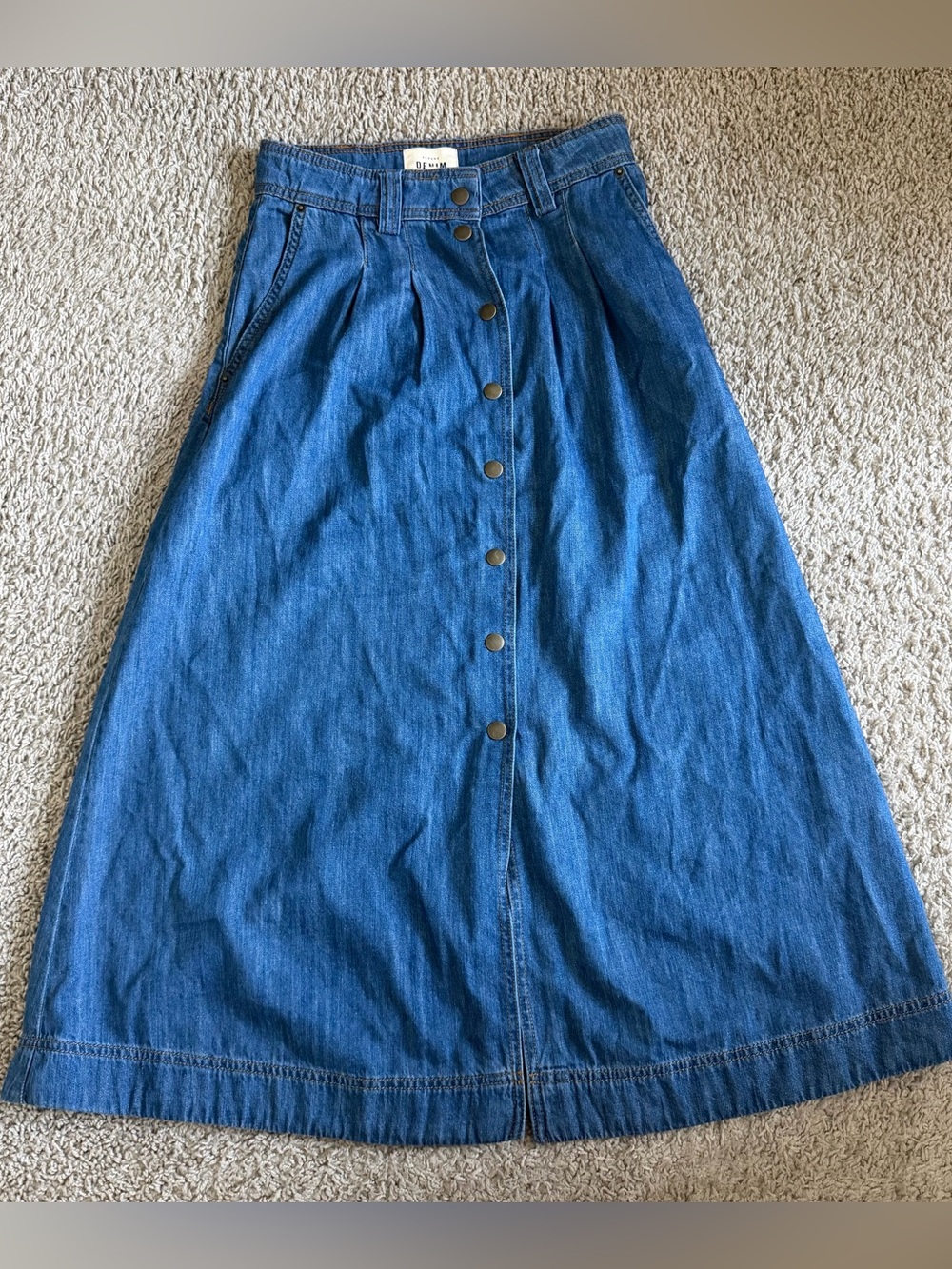Sezane Denim Clarine Denim Midi Skirt